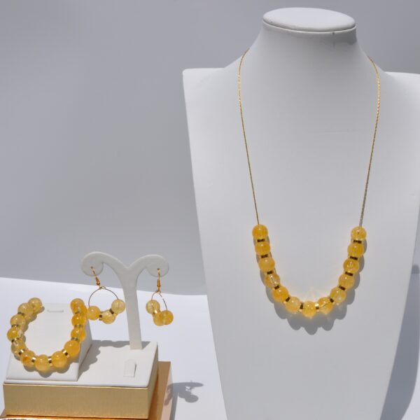 Sitrin Doğal Taş Kolye Bileklik ve Küpe Seti