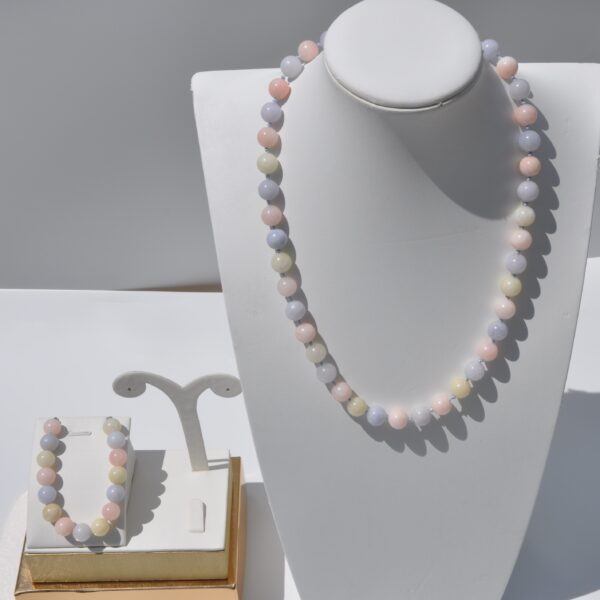 Morganit Doğal Taş Kolye Ve Bileklik Seti