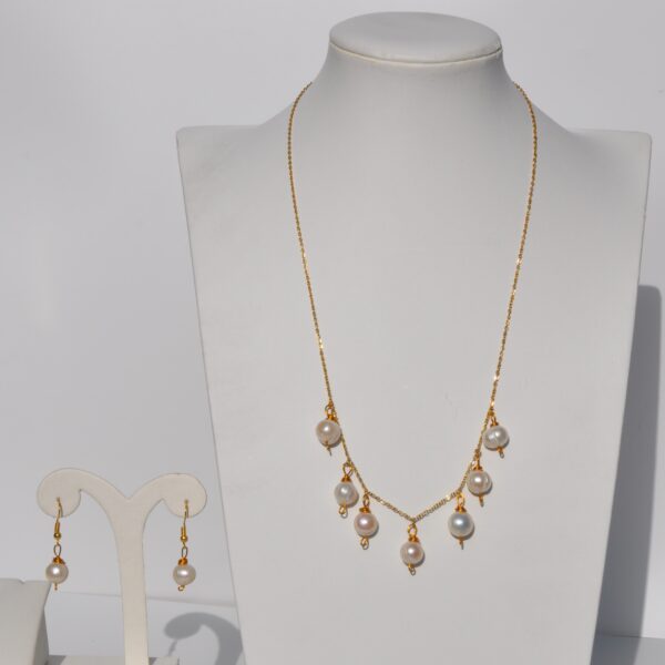 İnci Doğal Taş Kolye Küpe